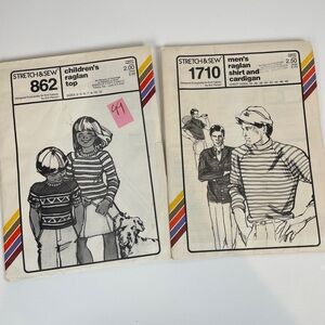 STRETCH AND SEW PATTERNS Vintage Children’s and Men’s RAGLAN Cut & Uncut Lot 2